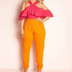 NWT Rebdolls Pink and Orange Jumpsuit 1x